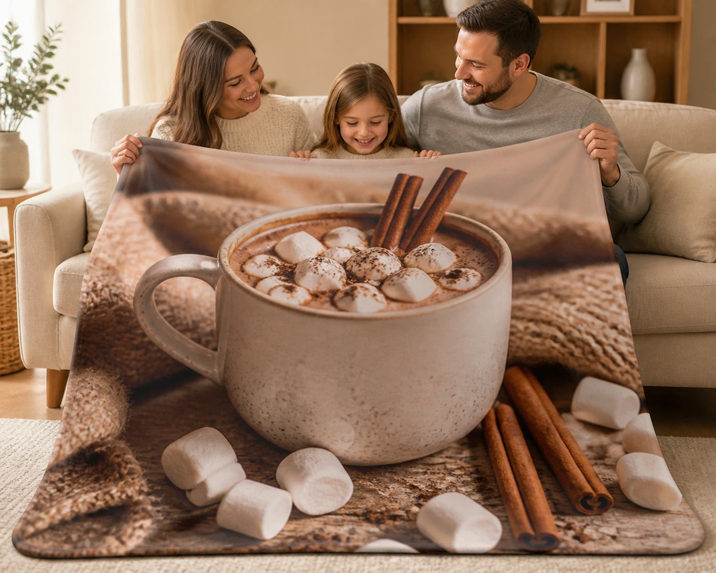 Cozy Hot Chocolate Print Throw Blanket Flannel