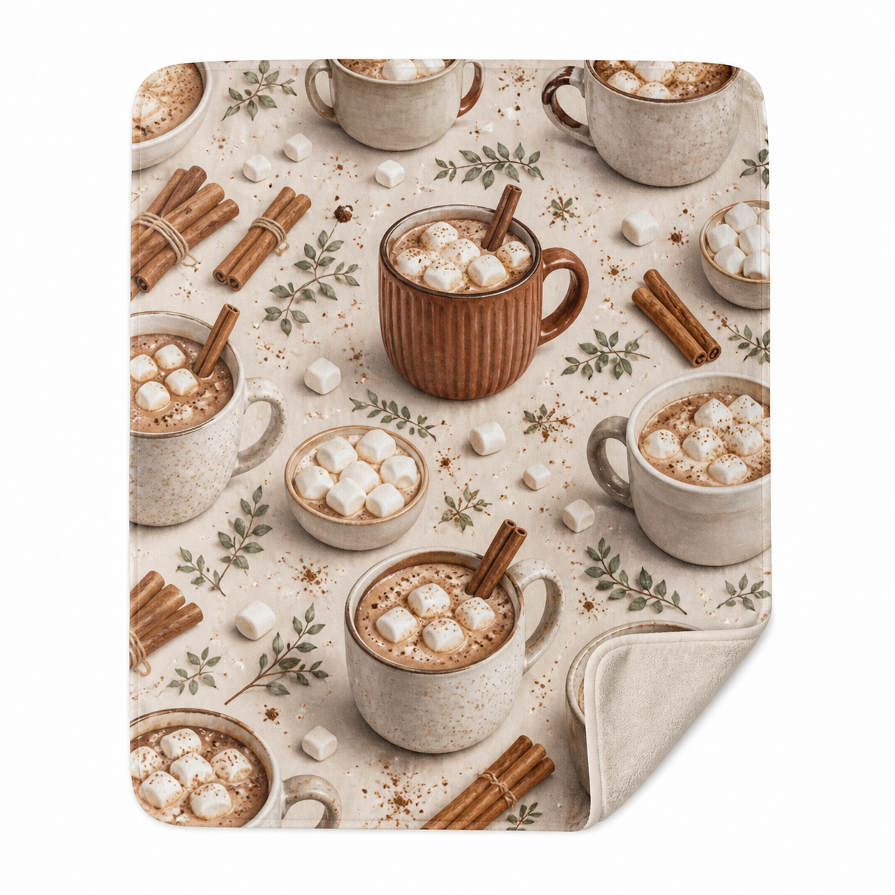 Cozy Hot Chocolate Print Throw Blanket Flannel