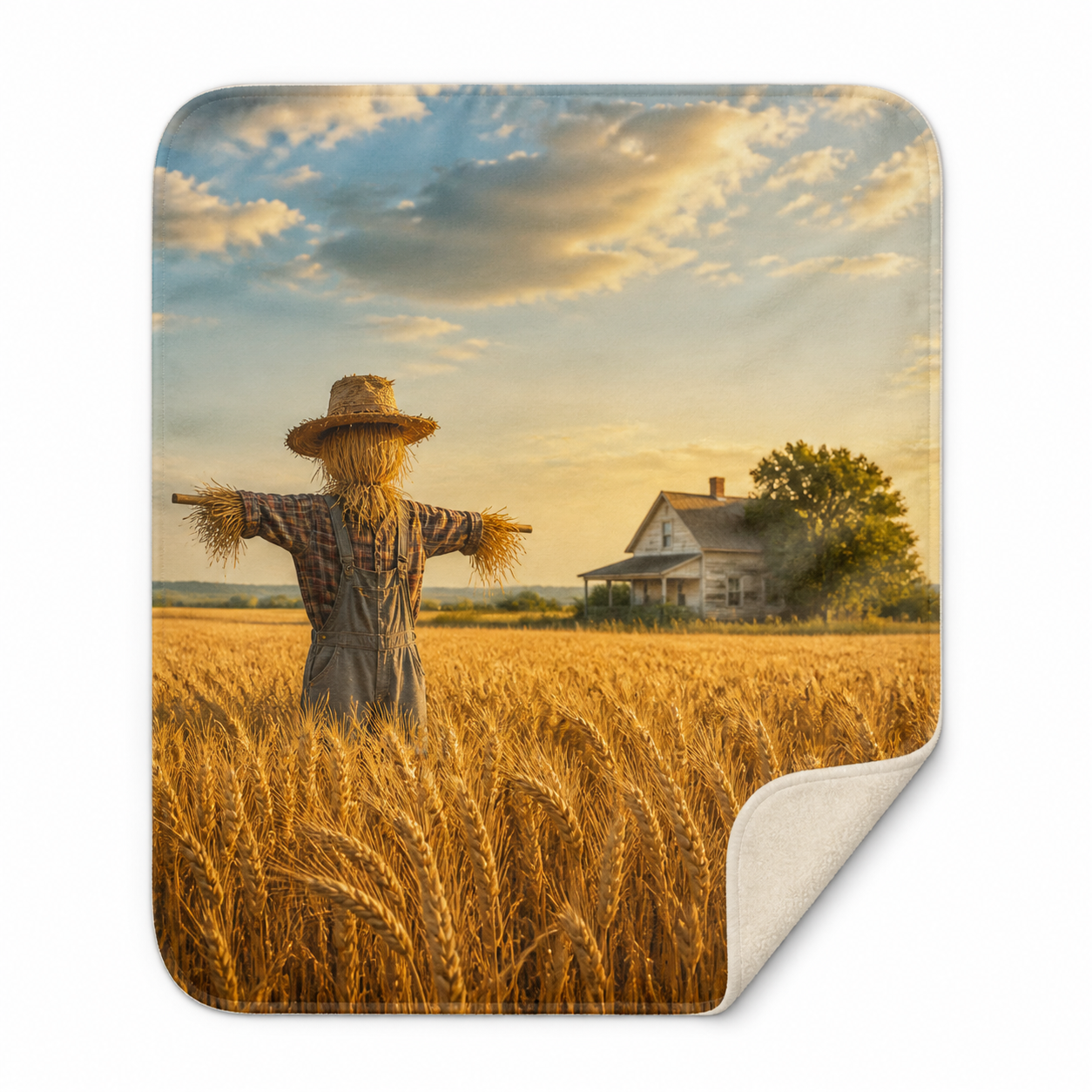 Scarecrow Field Print Throw Blanket Flannel
