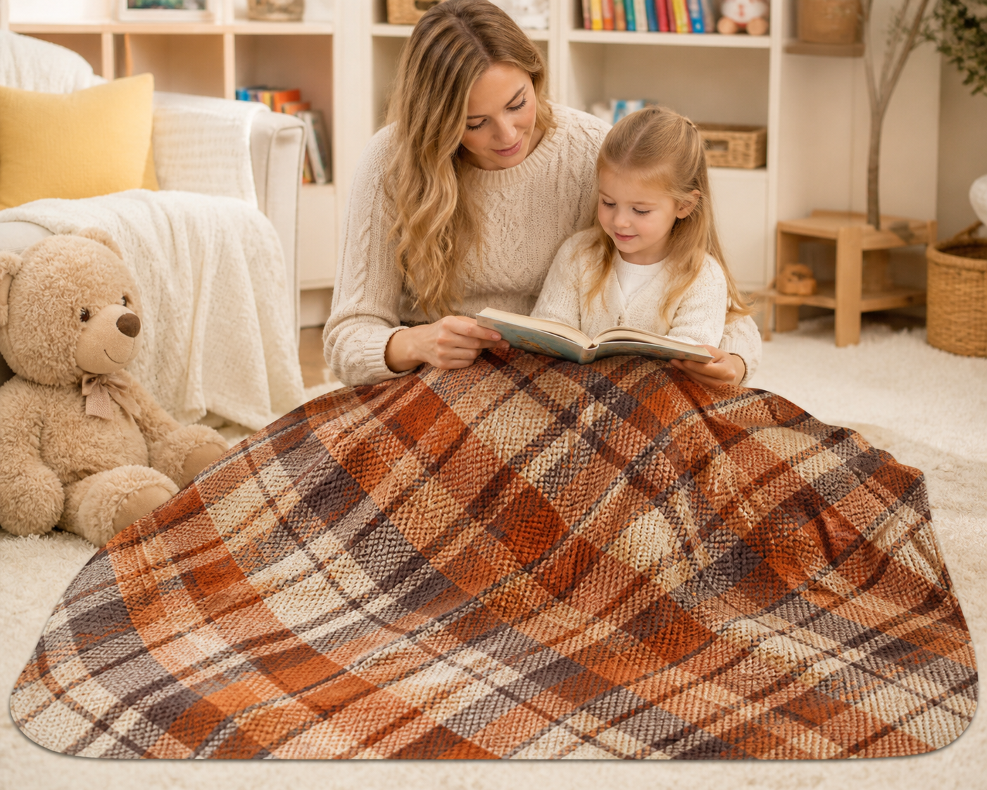 Autumnal Plaid Knit Throw Blanket Flannel