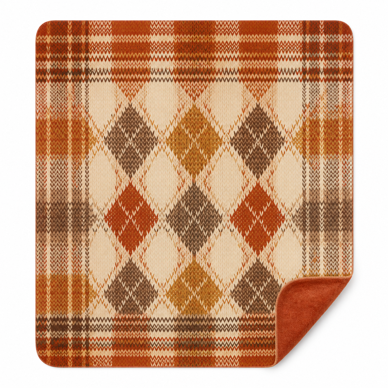 Autumnal Plaid Knit Throw Blanket Flannel