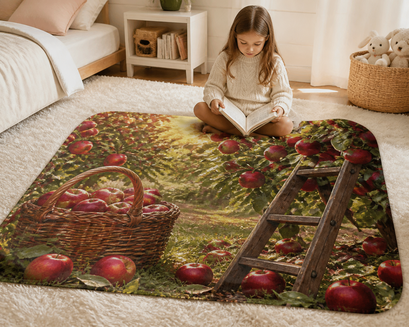 Apple Harvest Basket Throw Blanket Flannel
