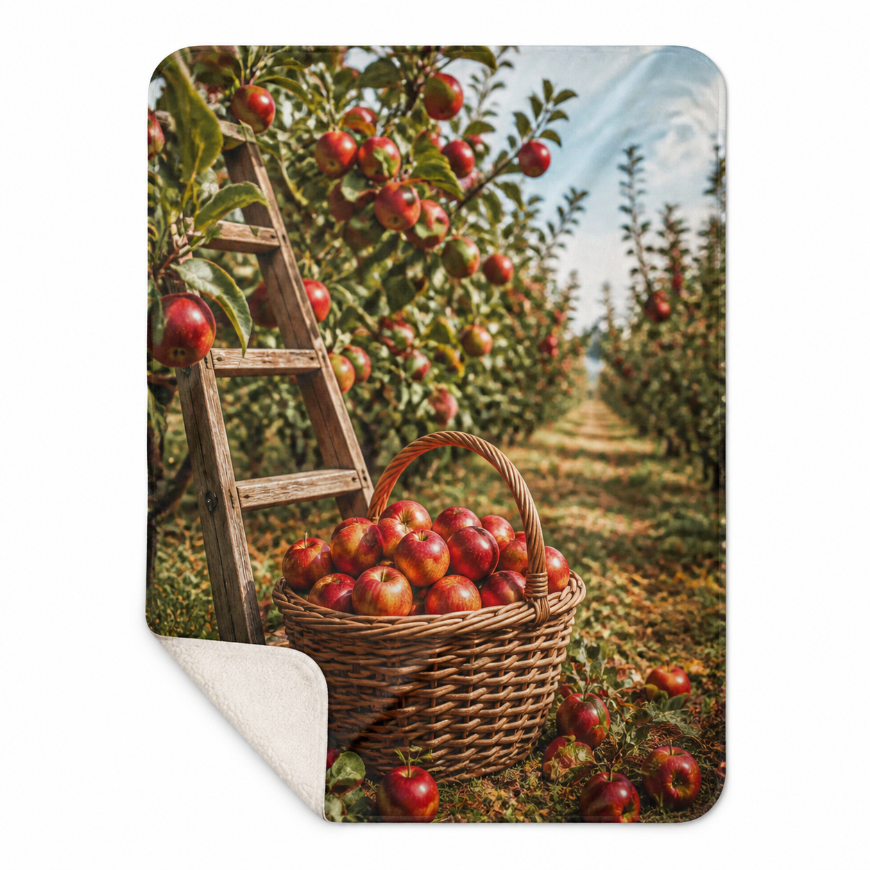 Apple Harvest Basket Throw Blanket Flannel