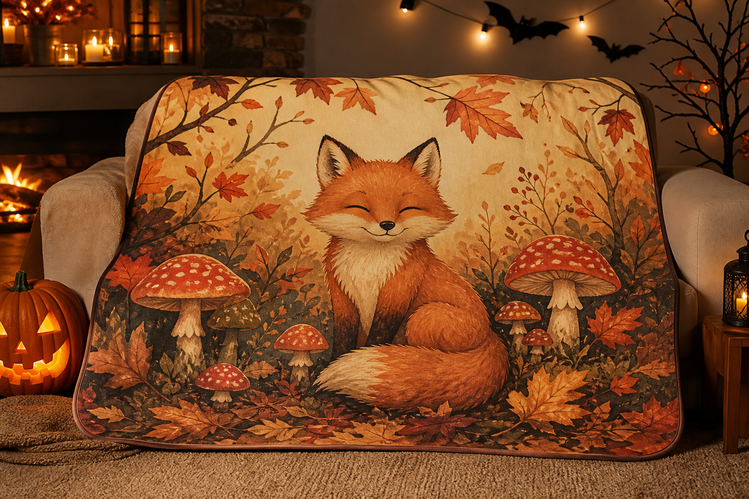 Fox Throw Blanket Flannel
