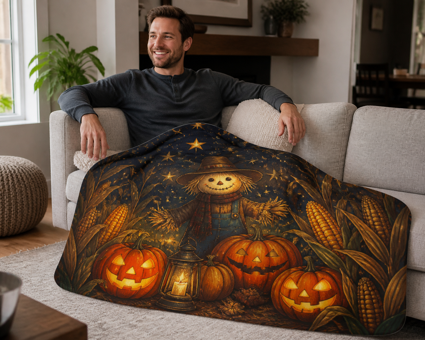 Harvest Pumpkin Throw Blanket Flannel
