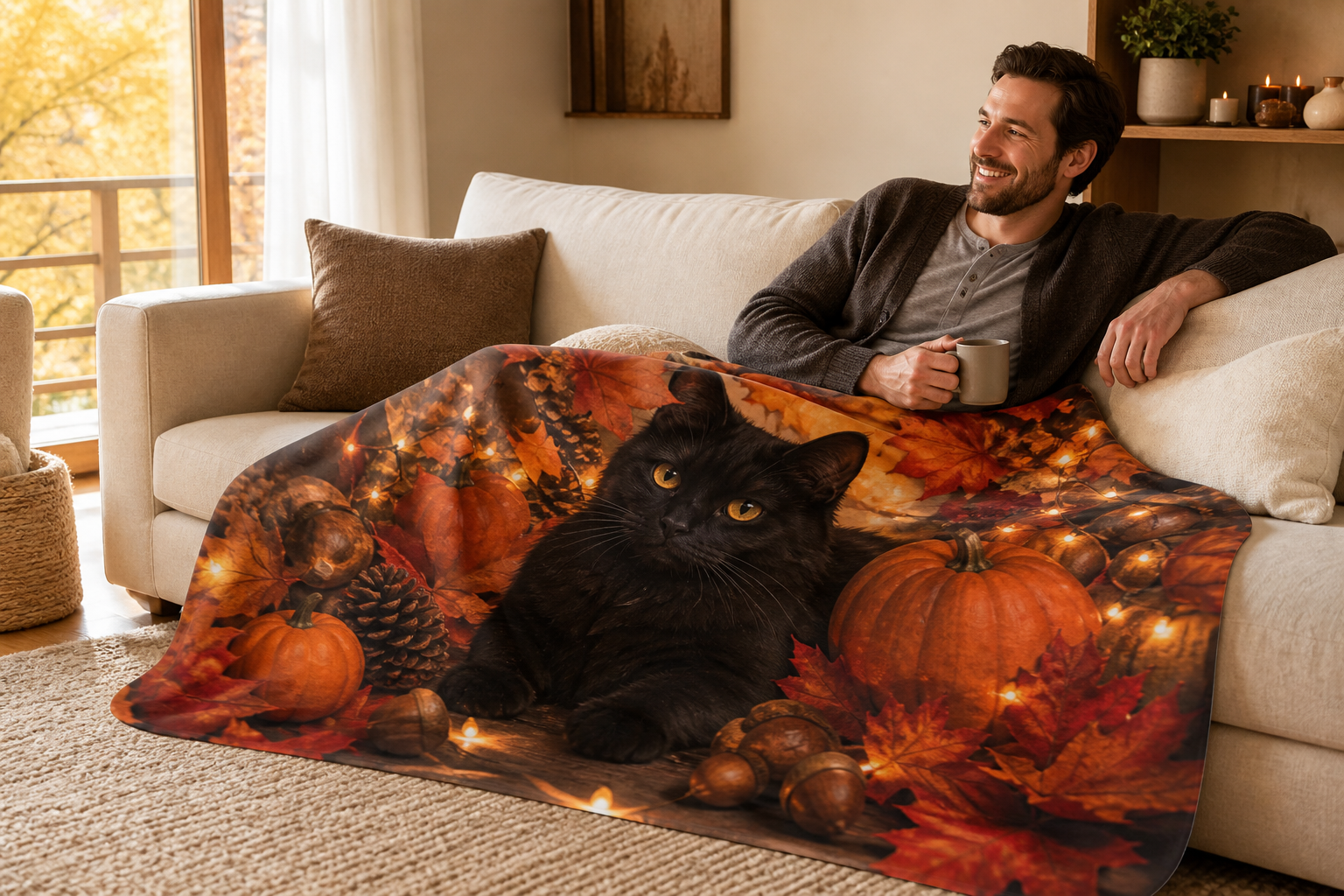 Black Cat Throw Blanket Flannel
