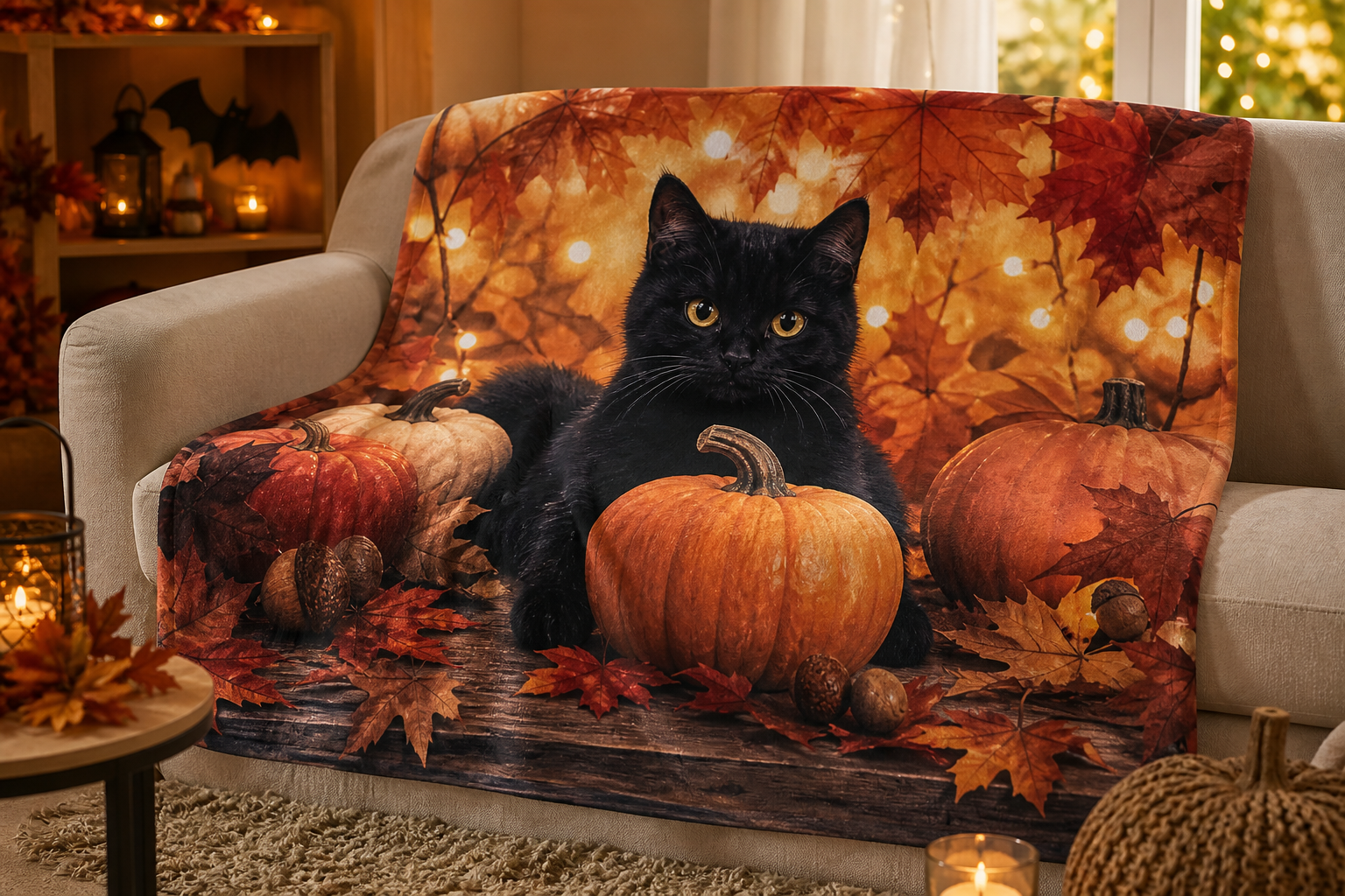 Black Cat Throw Blanket Flannel