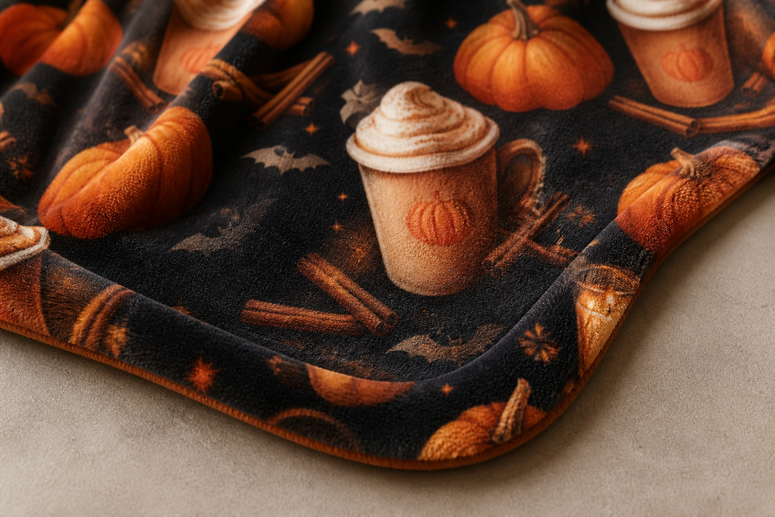 Pumpkin Spice Hot Cocoa Throw Blanket Flannel
