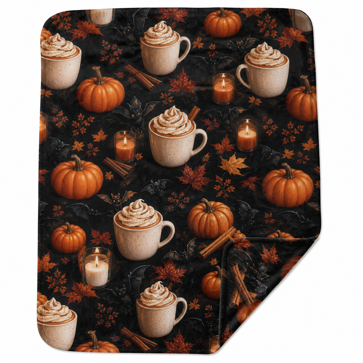 Pumpkin Spice Hot Cocoa Throw Blanket Flannel