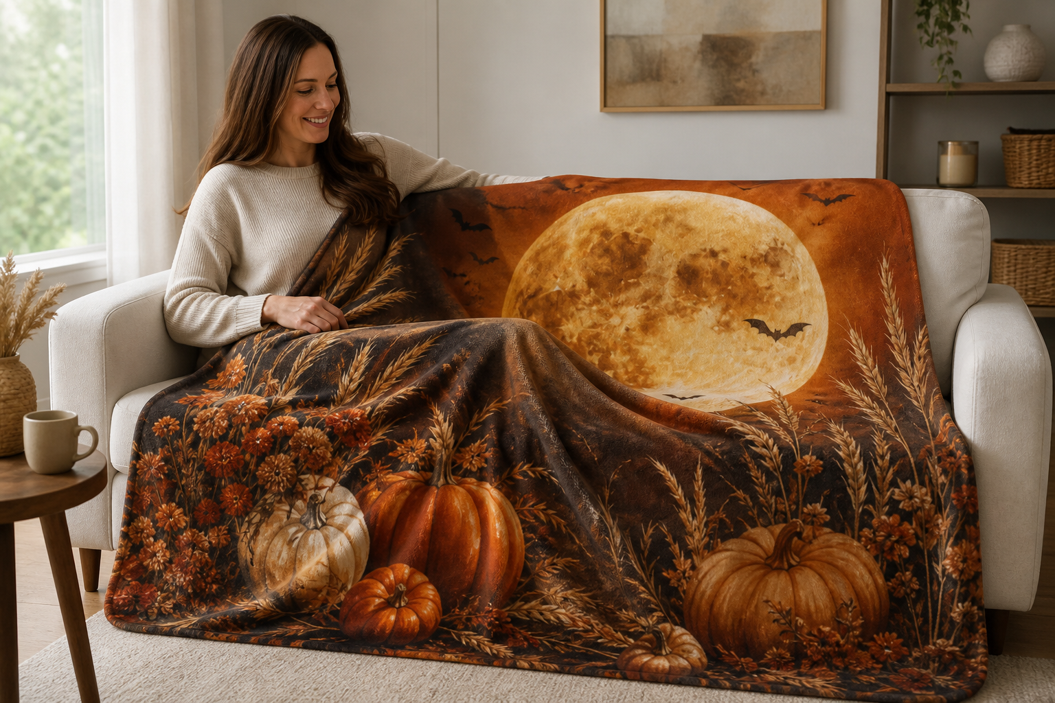Harvest Moon Throw Blanket Flannel