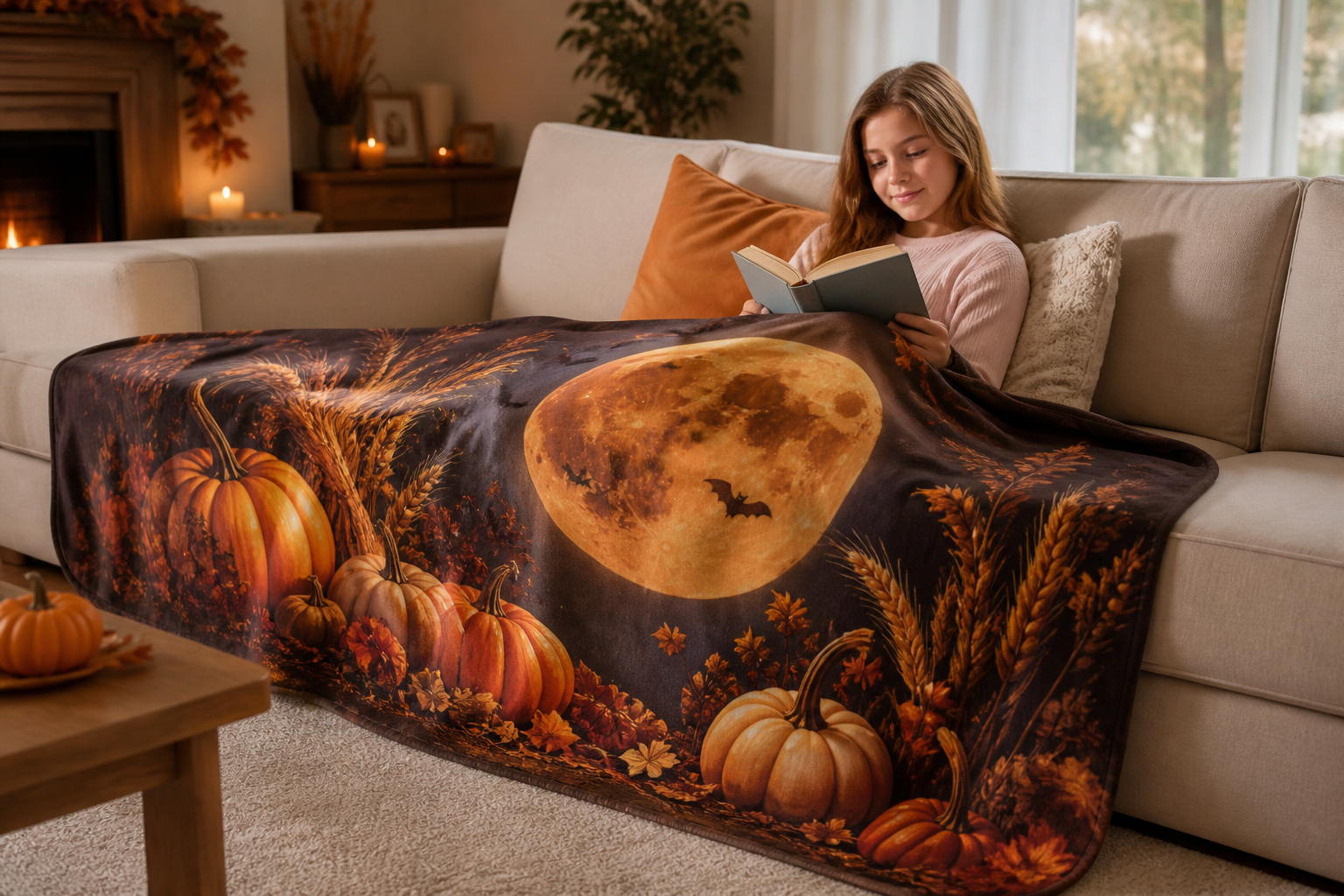 Harvest Moon Throw Blanket Flannel