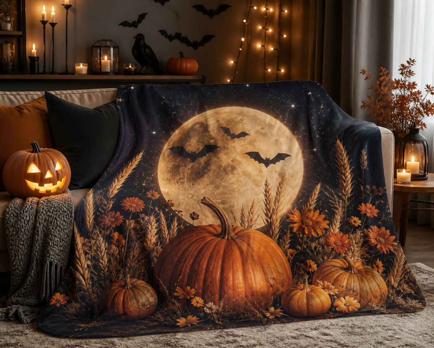 Harvest Moon Throw Blanket Flannel