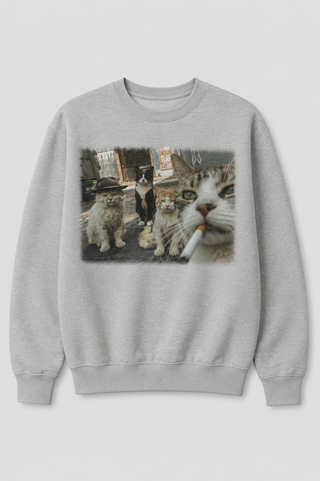 Cool Cats Graphic 100% Cotton Crewneck Sweatshirt