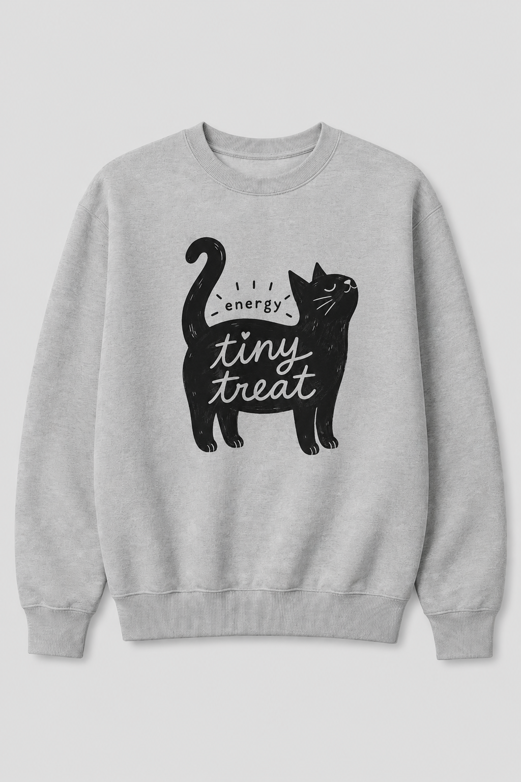 Black Cat Tiny Treat Graphic 100% Cotton Crewneck Sweatshirt