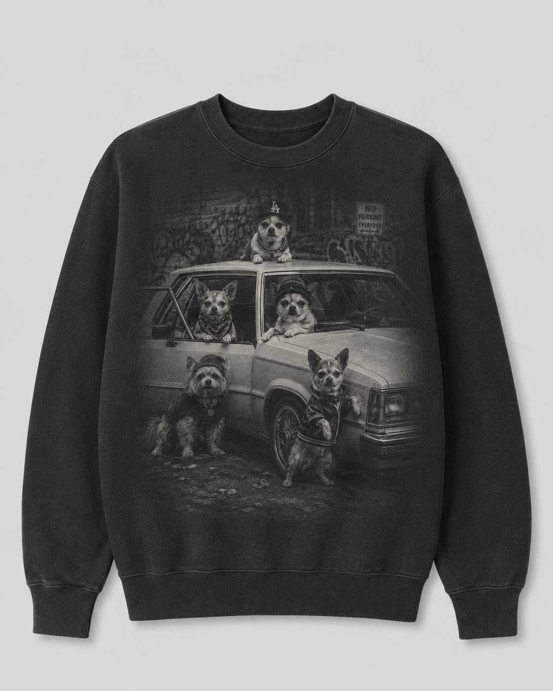 Dogs in Cars Graphic 100% Cotton Crewneck Sweatshirt