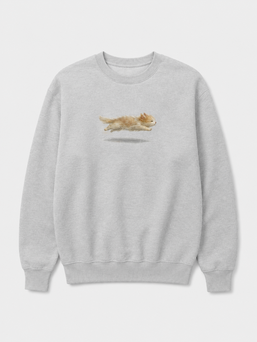 Leaping Cat Vintage Graphic 100% Cotton Crewneck Sweatshirt