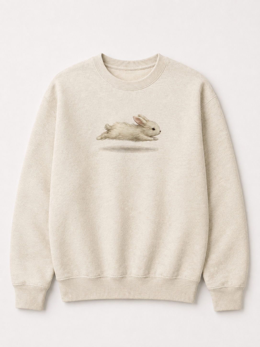 Running Rabbit Graphic 100% Cotton Crewneck Sweatshirt