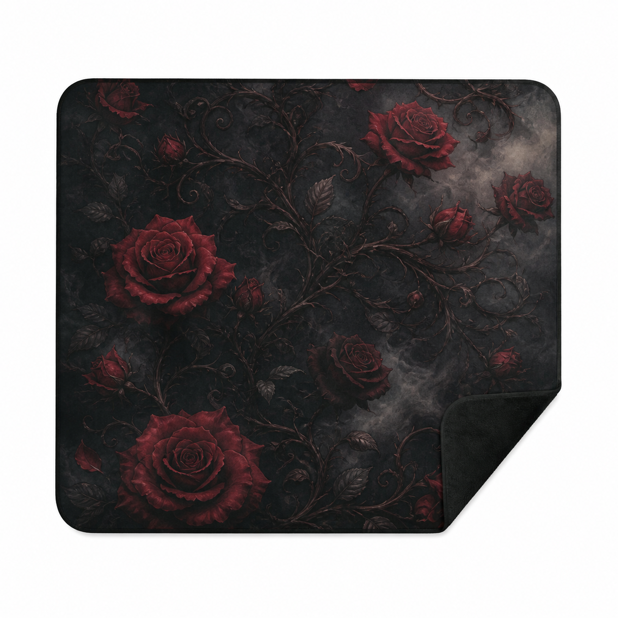 Dark Rose Floral Throw Blanket Flannel