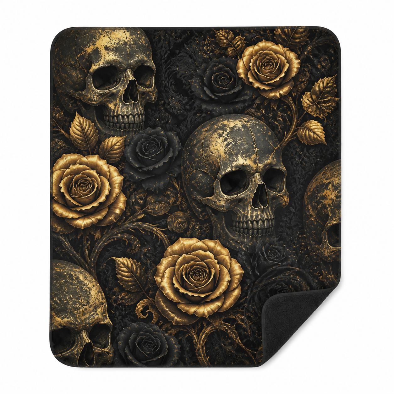 Dark Gothic Skull Rose Throw Blanket Flannel