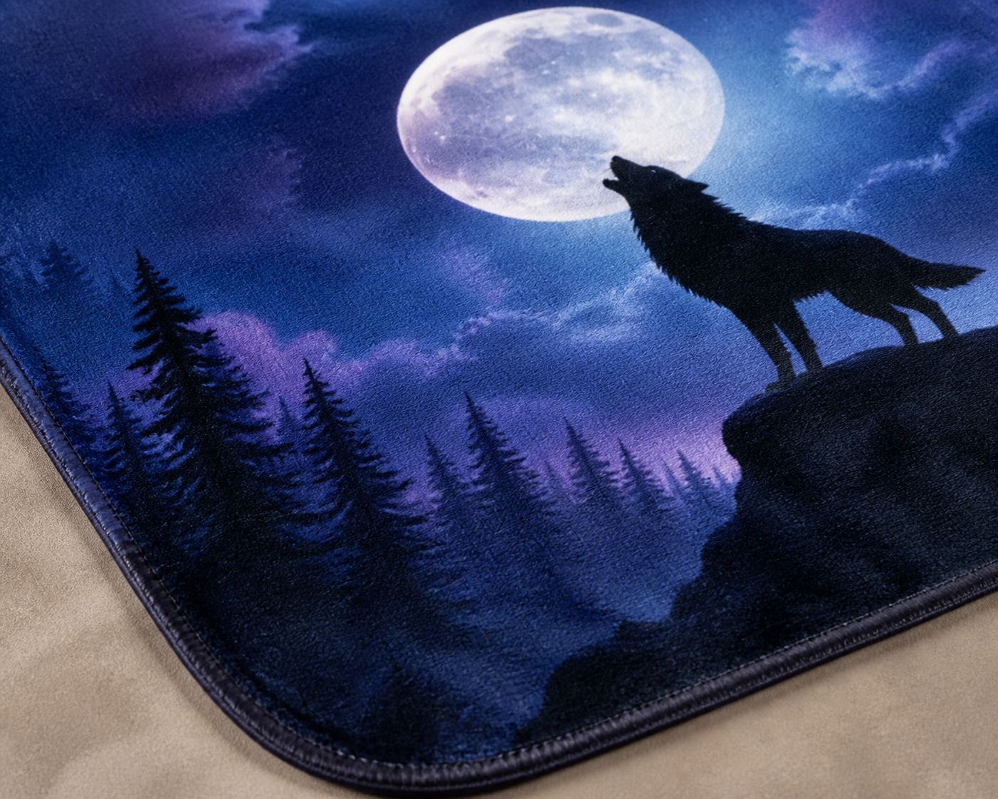 Moonlit Wolf Howl Throw Blanket Flannel