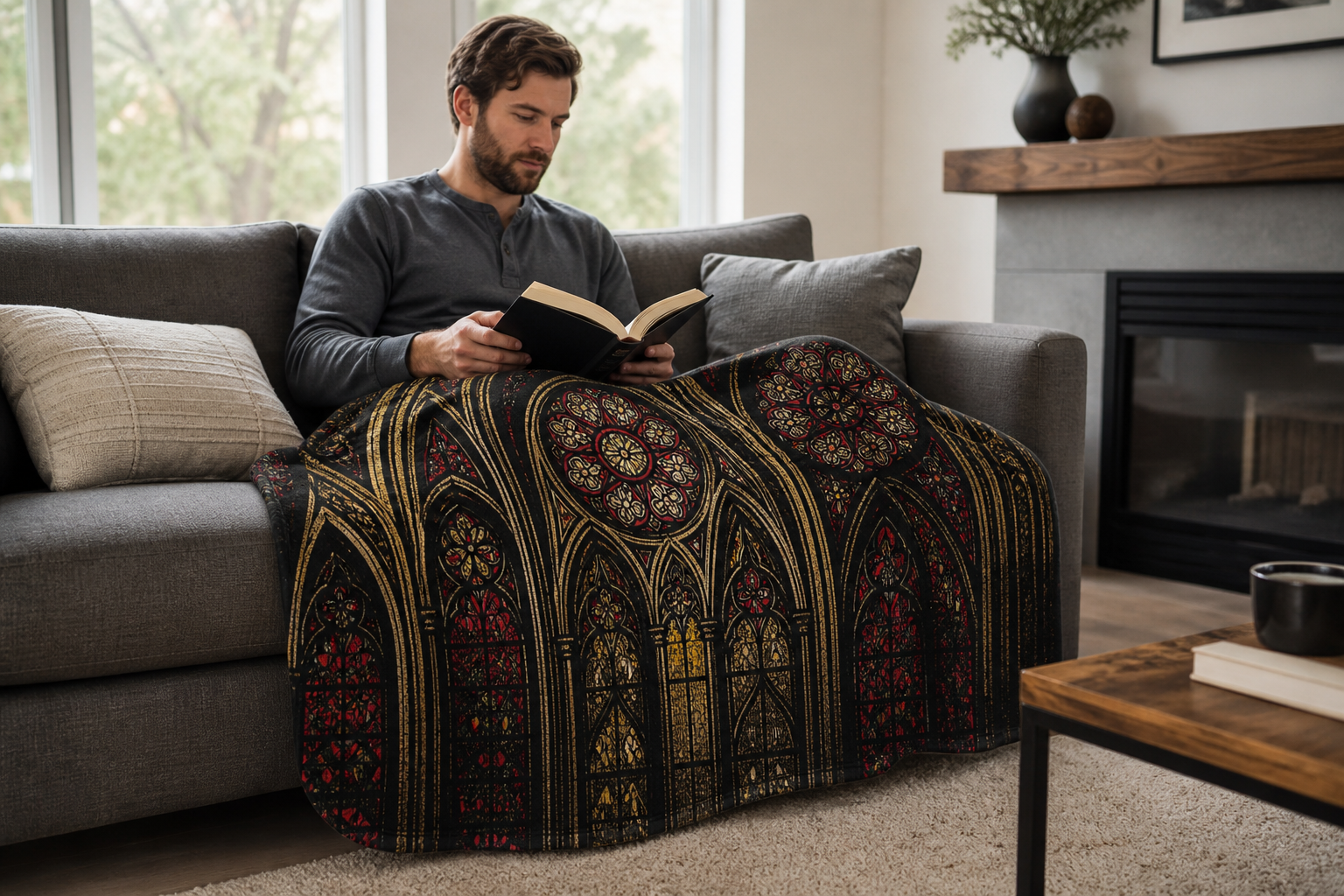 Gothic Cathedral Window Throw Blanket Flannel