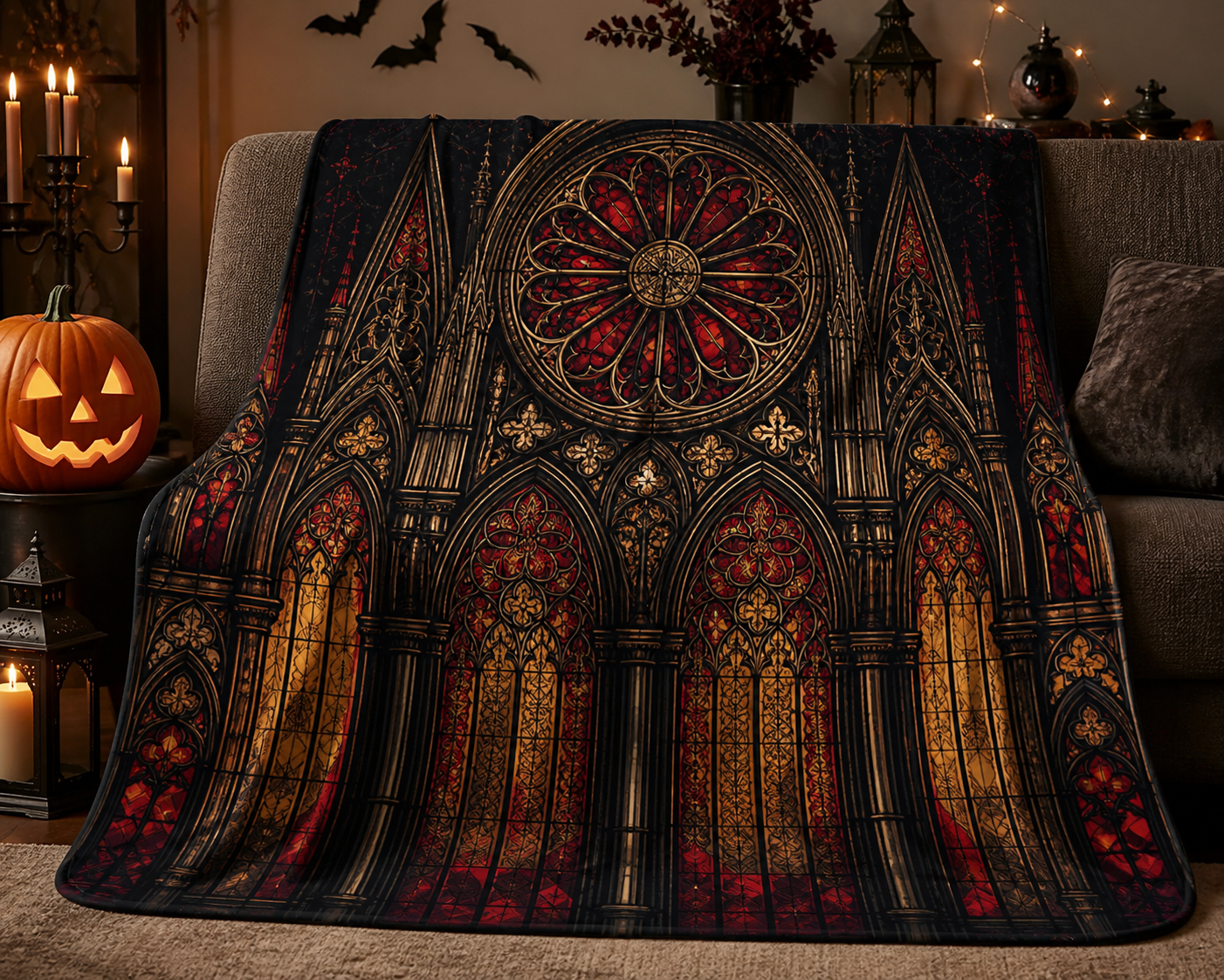 Gothic Cathedral Window Throw Blanket Flannel