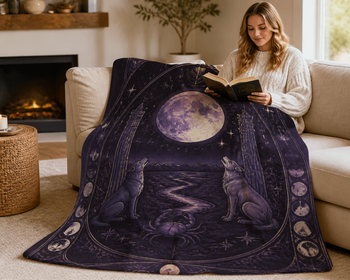 Dark Moon Stars Throw Blanket Flannel