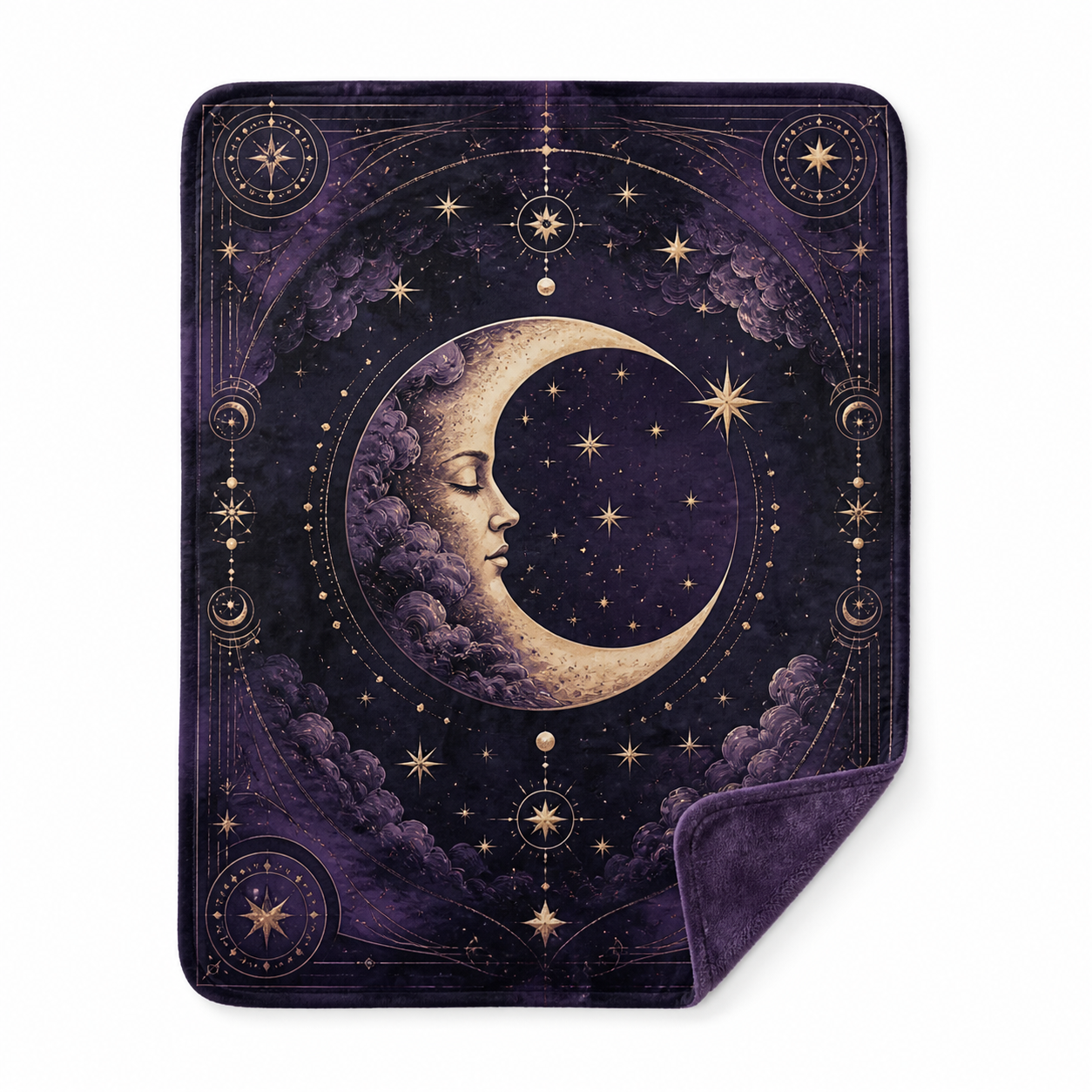 Dark Moon Stars Throw Blanket Flannel