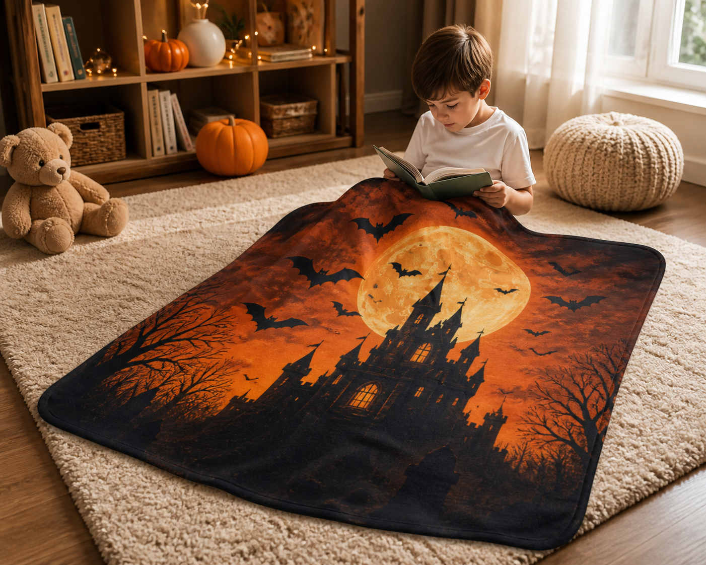 Dark Castle Bat Moon Throw Blanket Flannel