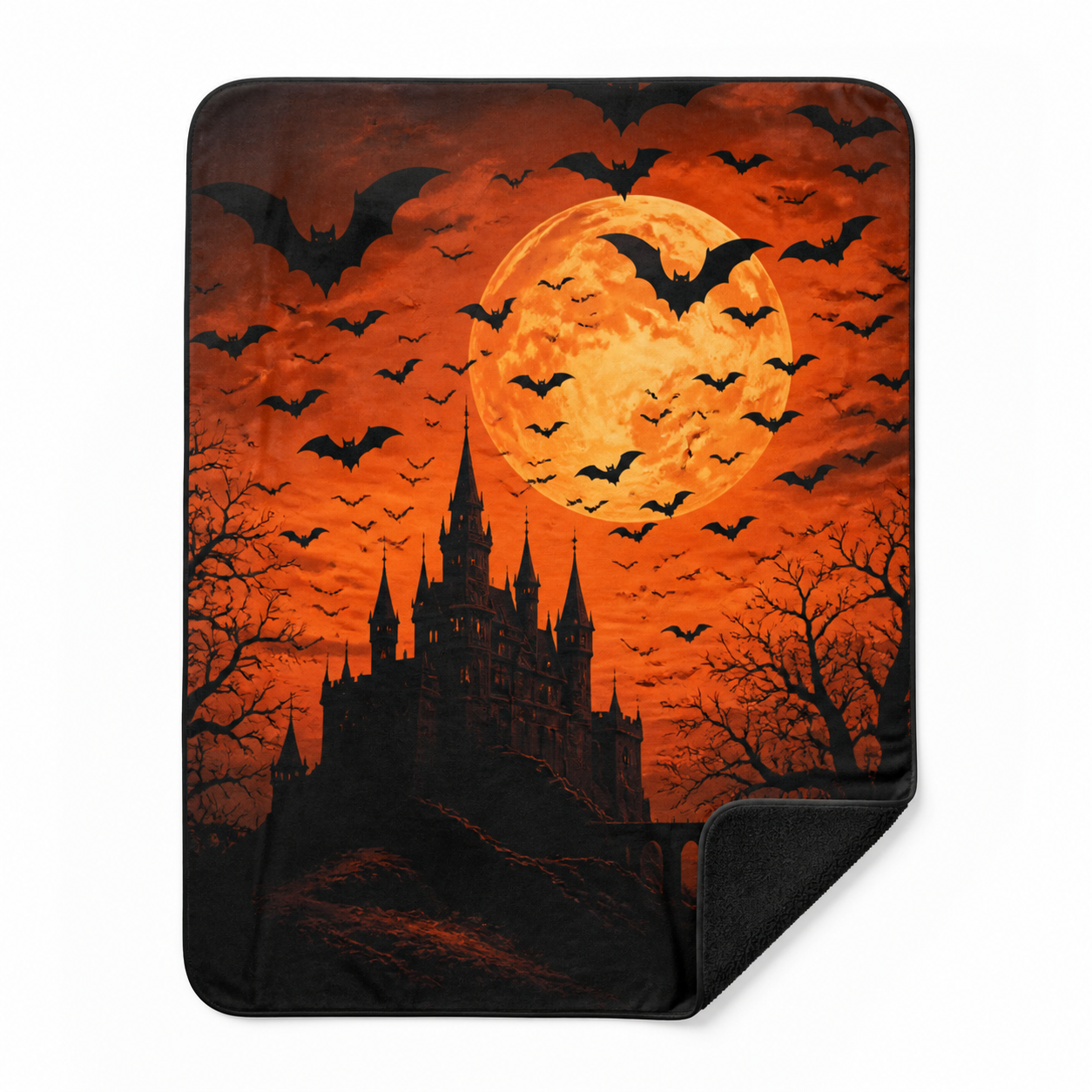 Dark Castle Bat Moon Throw Blanket Flannel
