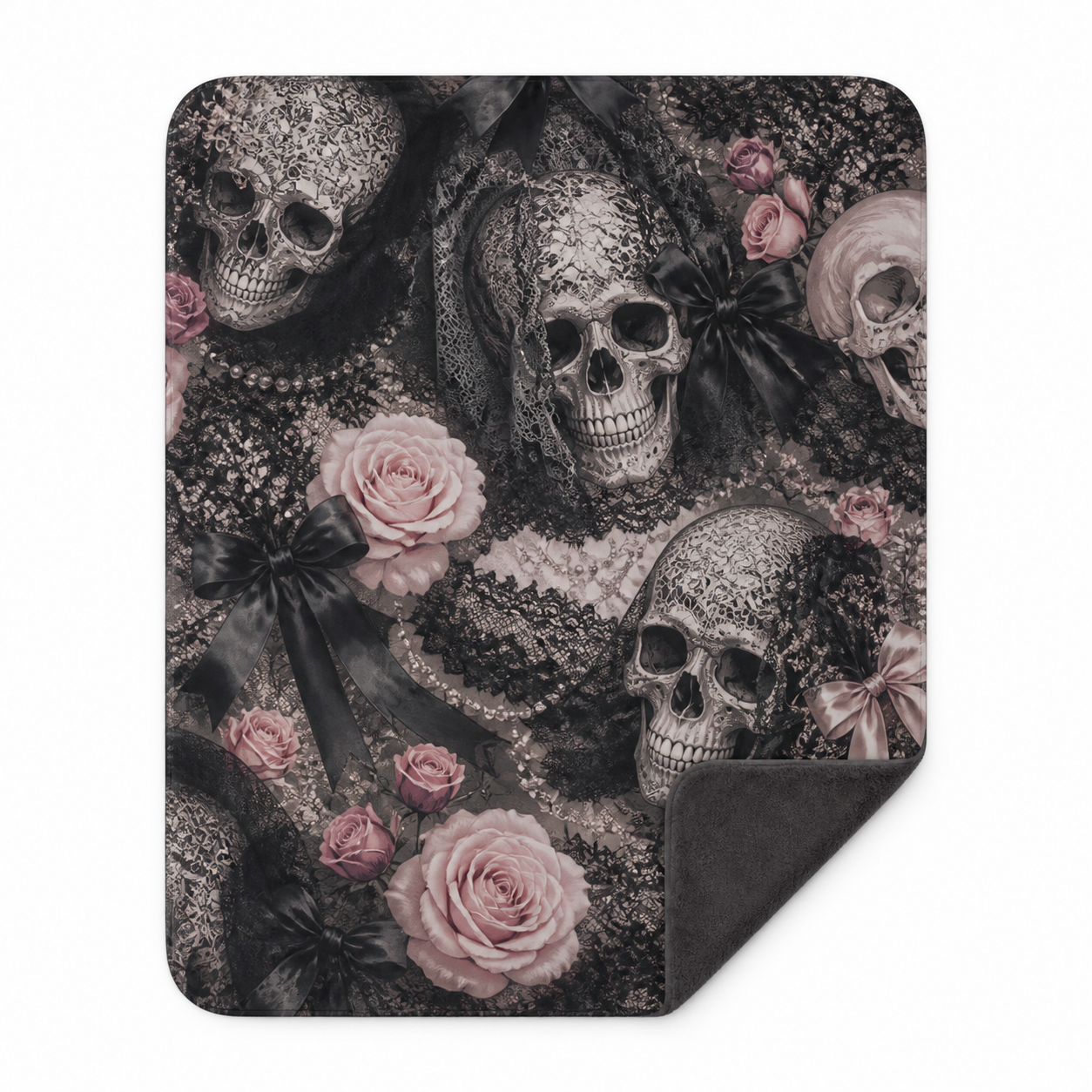 Gothic Skull Lace Blanket Throw Flannel