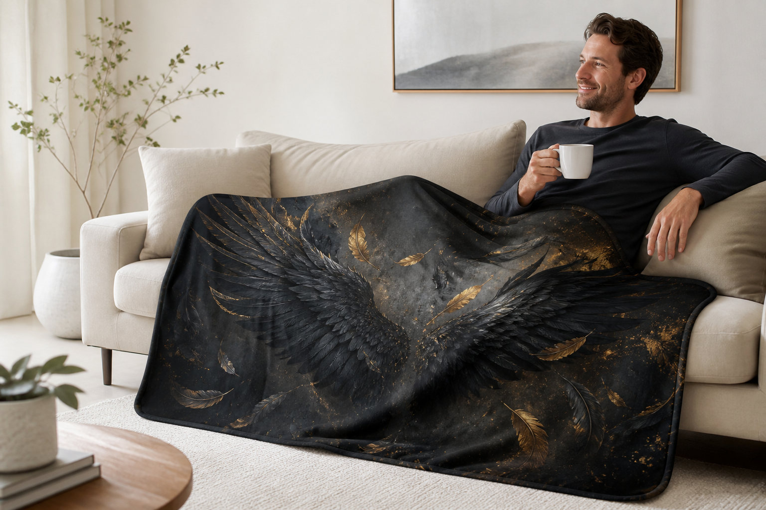 Dark Wings Graphic Throw Blanket Flannel