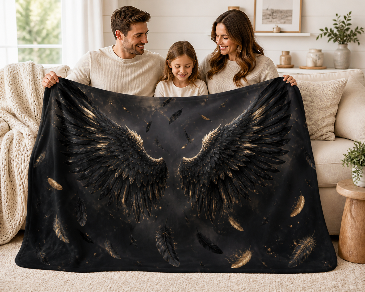 Dark Wings Graphic Throw Blanket Flannel