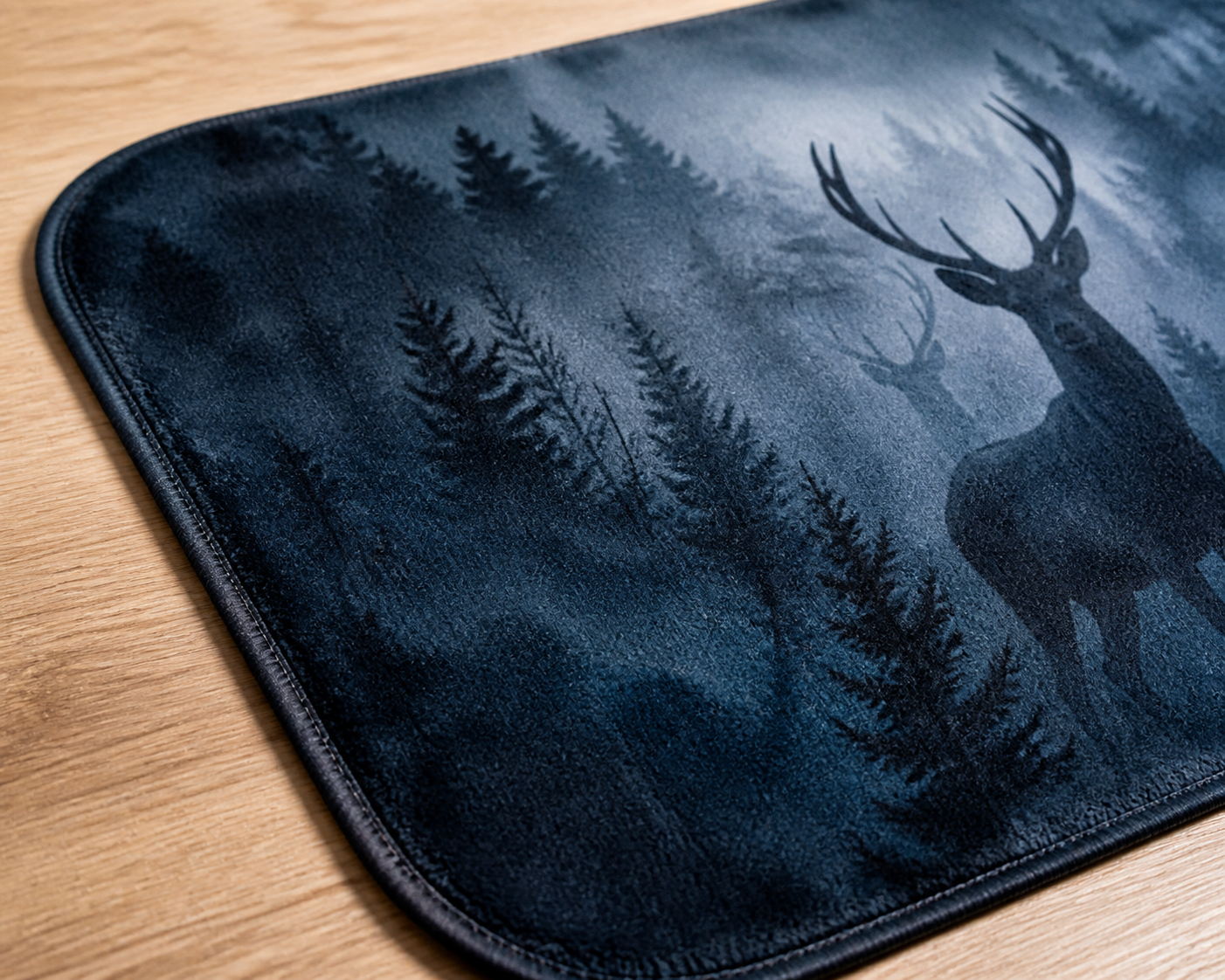 Dark Forest Stag Print Throw Blanket Flannel