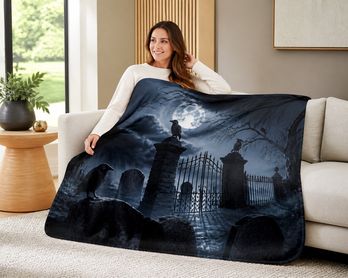 Midnight Graveyard Throw Blanket Flannel