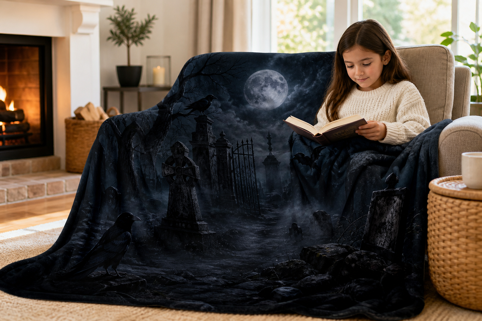 Midnight Graveyard Throw Blanket Flannel