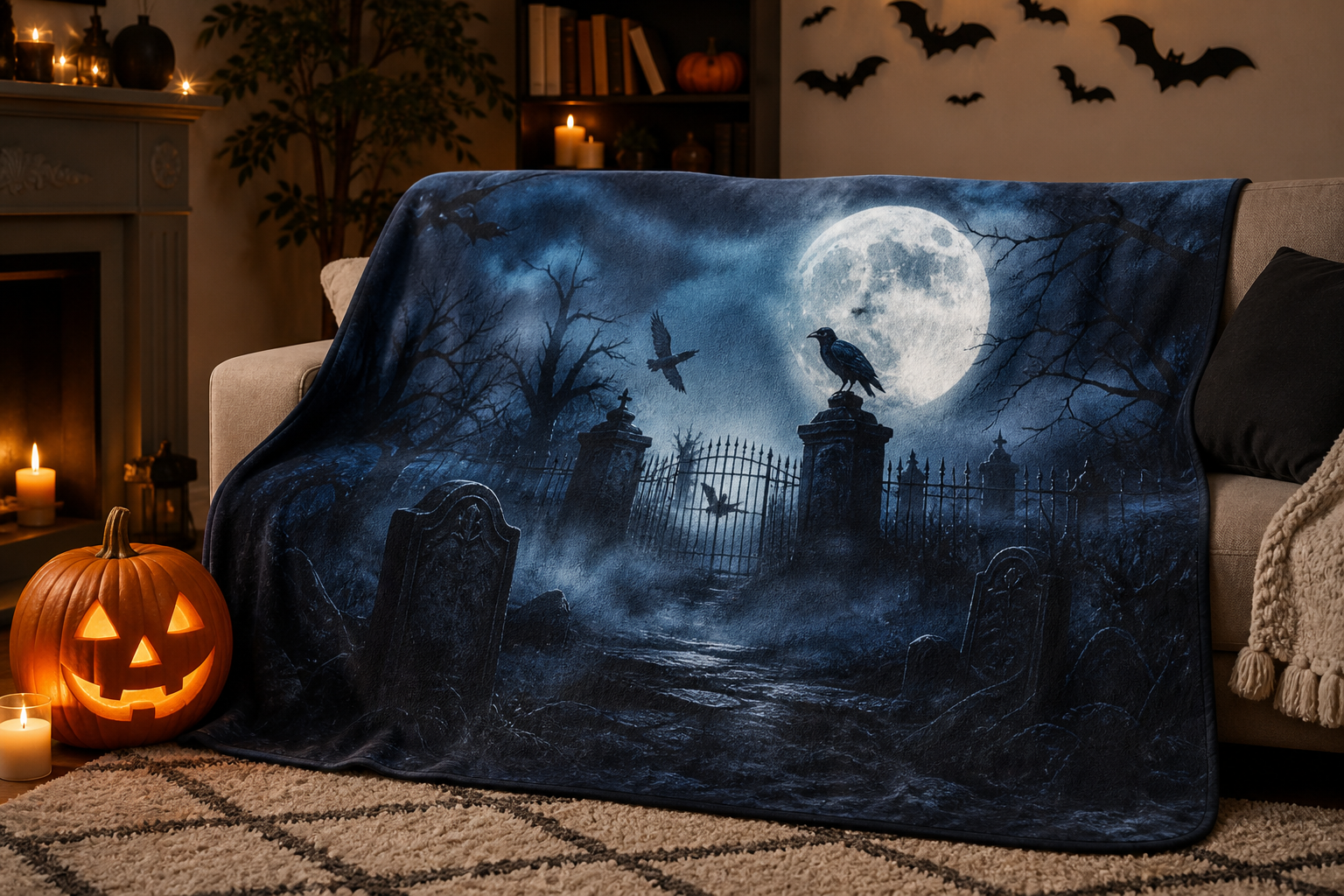 Midnight Graveyard Throw Blanket Flannel