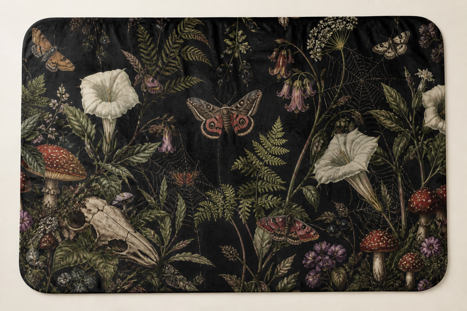 Gothic Botanical Throw Blanket Flannel
