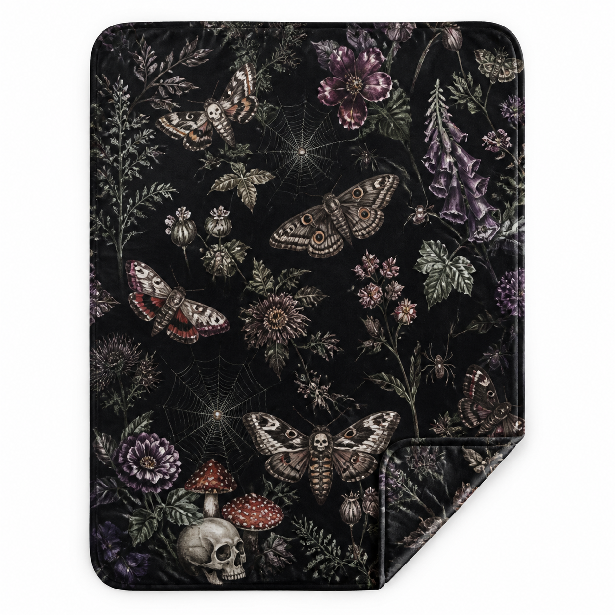 Gothic Botanical Throw Blanket Flannel