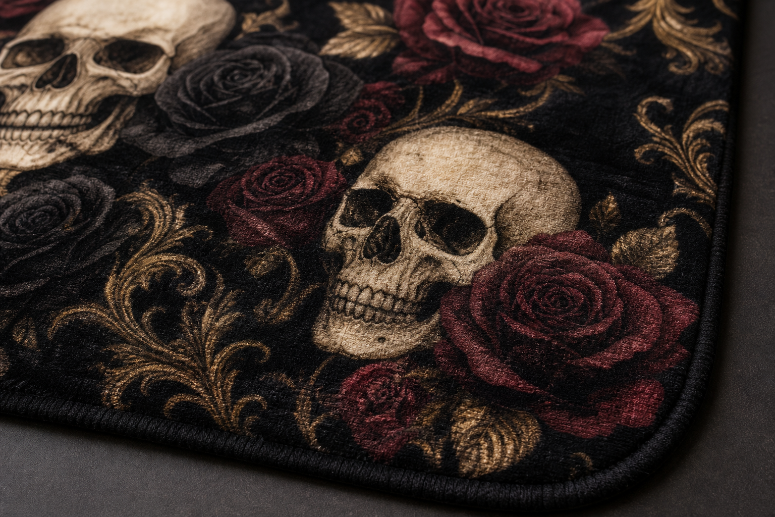 Black Rose Skull Print Throw Blanket Flannel