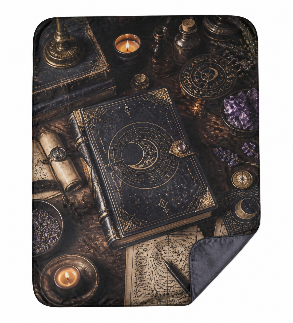Mystical Book Print Throw Blanket Flannel