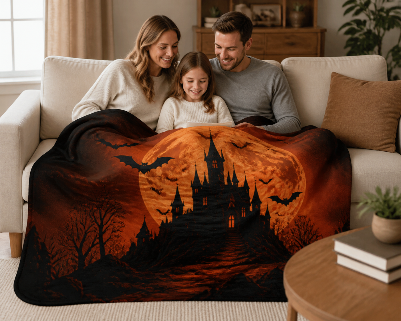 Gothic Castle Moon Night Throw Blanket Flannel