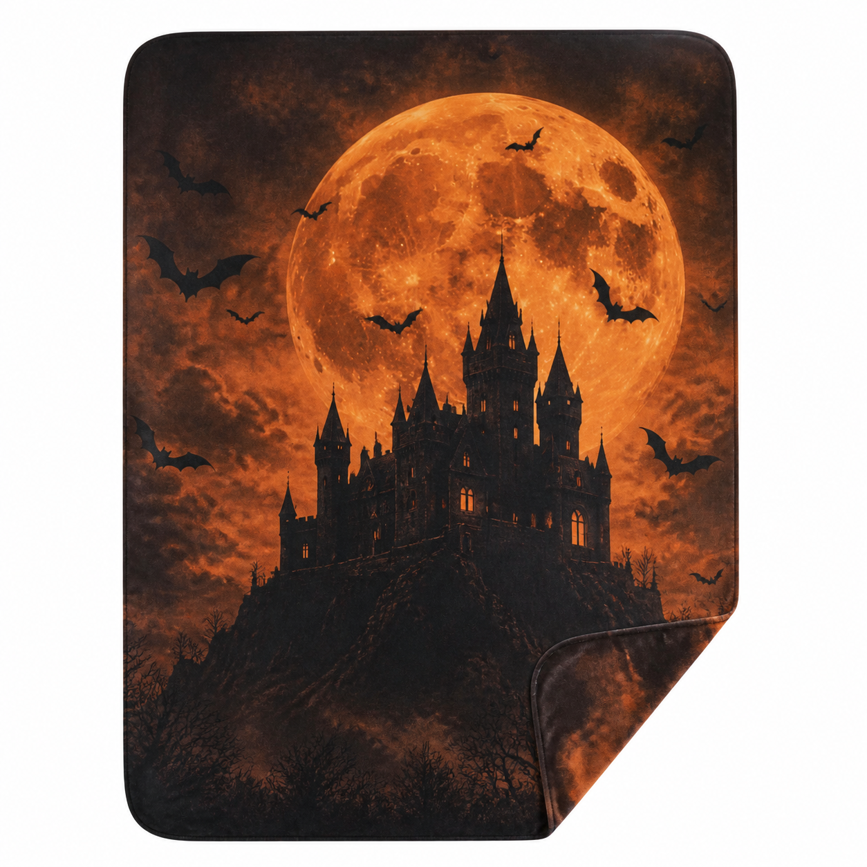 Gothic Castle Moon Night Throw Blanket Flannel