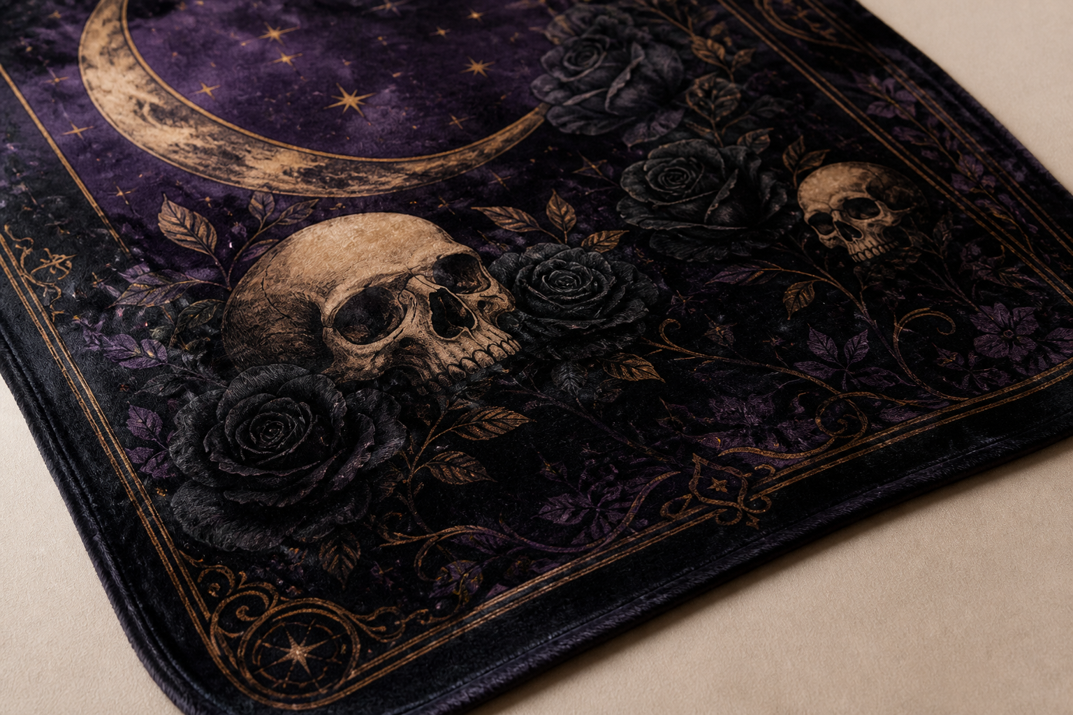 Gothic Skull Roses Throw Blanket Flannel