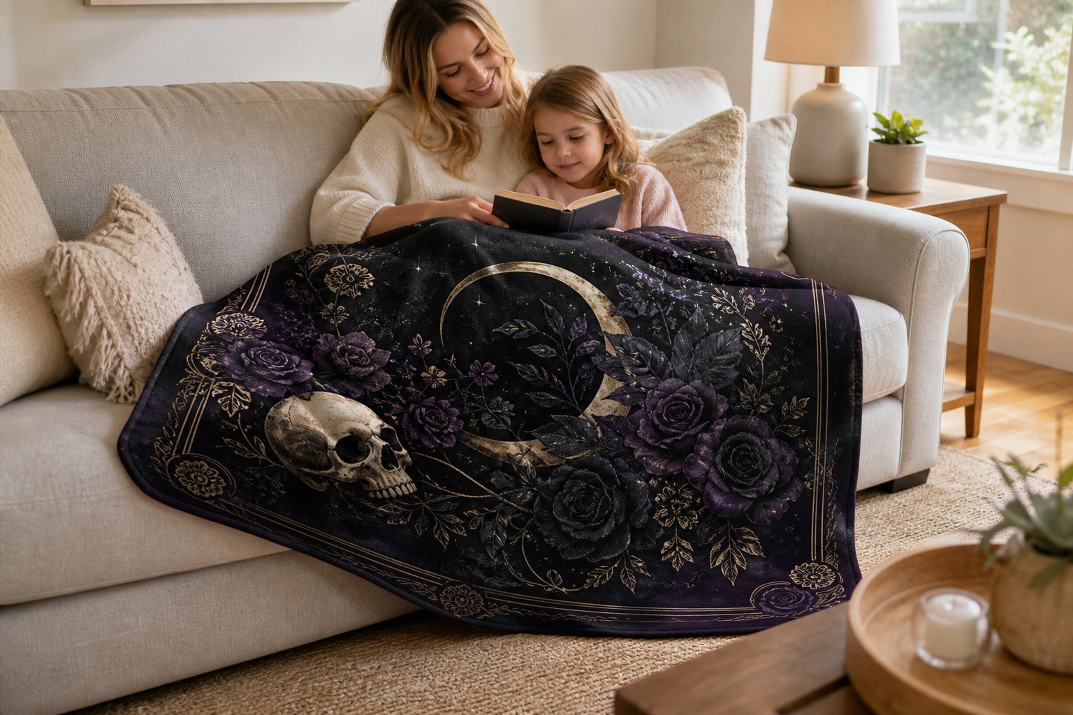 Gothic Grim Reaper Throw Blanket Flannel