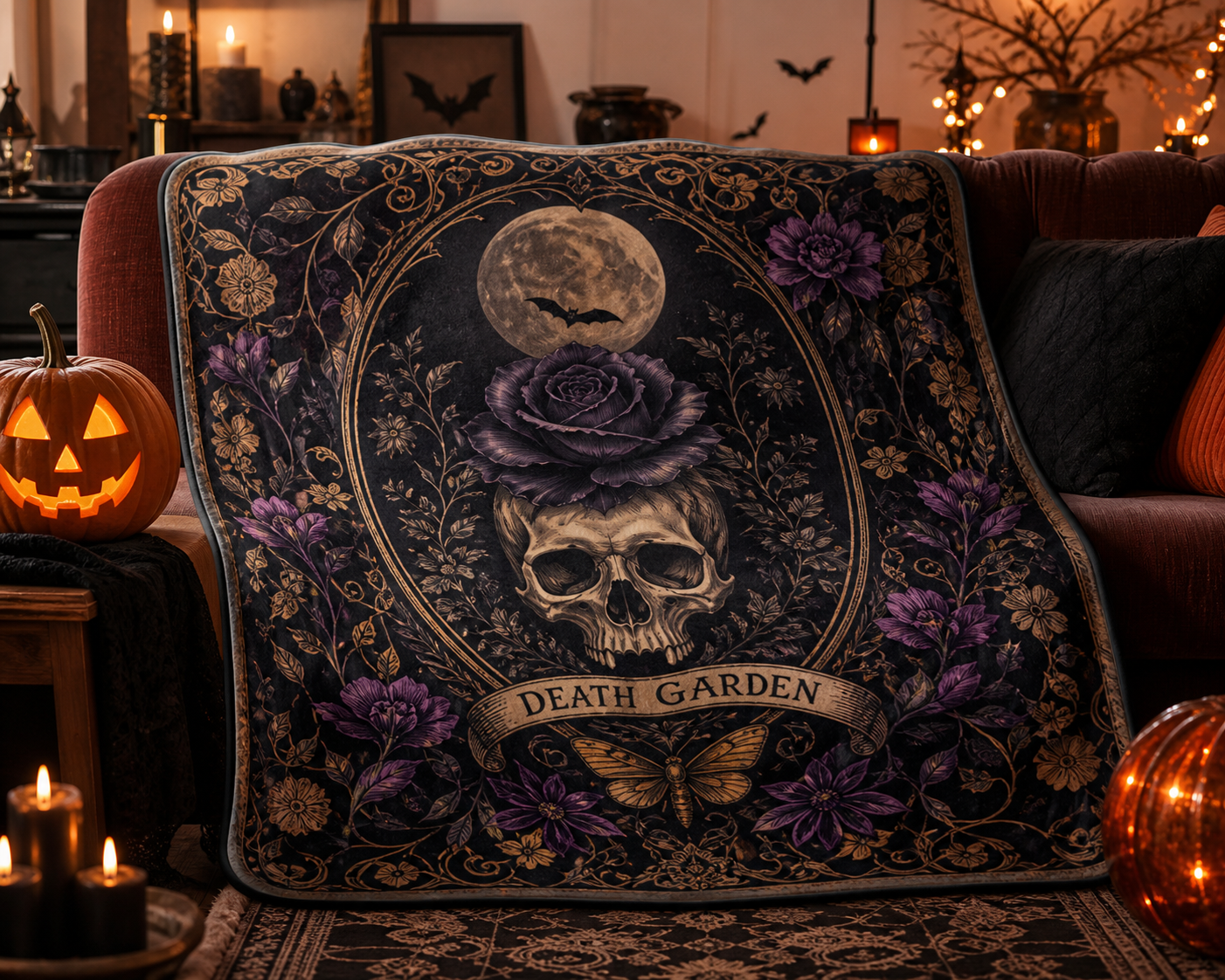 Gothic Grim Reaper Throw Blanket Flannel