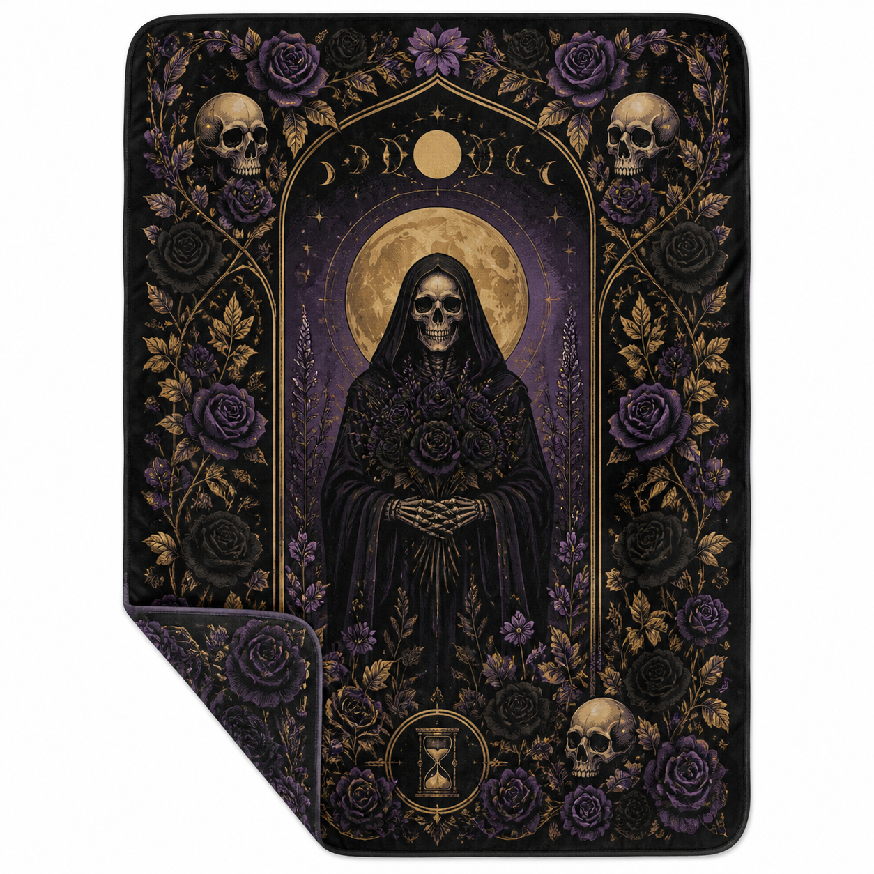 Gothic Skull Roses Throw Blanket Flannel