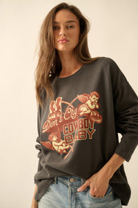 Don't Cry Cowboy Oversize Thermal Graphic Top