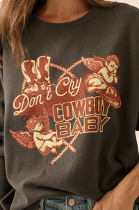 Don't Cry Cowboy Oversize Thermal Graphic Top