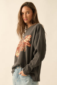 Don't Cry Cowboy Oversize Thermal Graphic Top